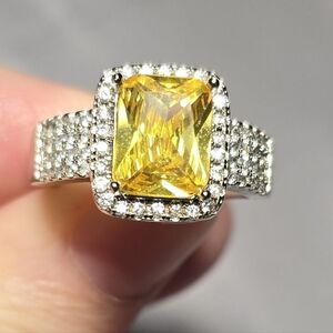 Elegant Yellow Gemstone Silver Ring